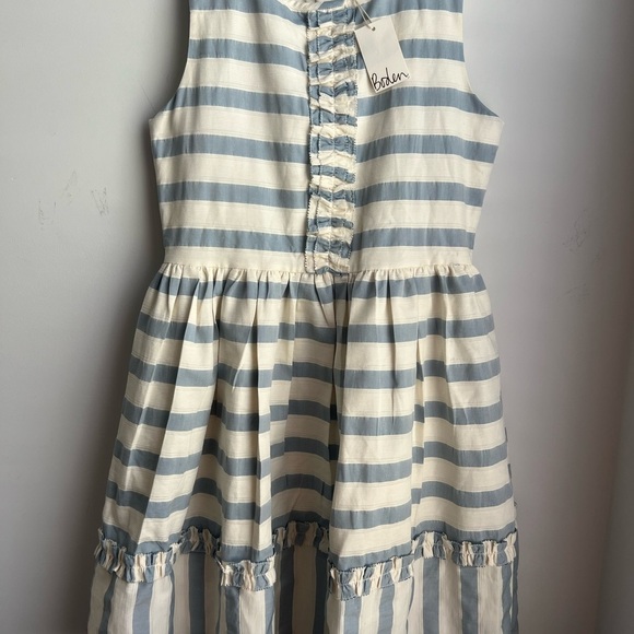 NWT Boden Blue & Cream Ruffled Tiered Sundress - Youth Size 13/14 - Picture 1 of 9